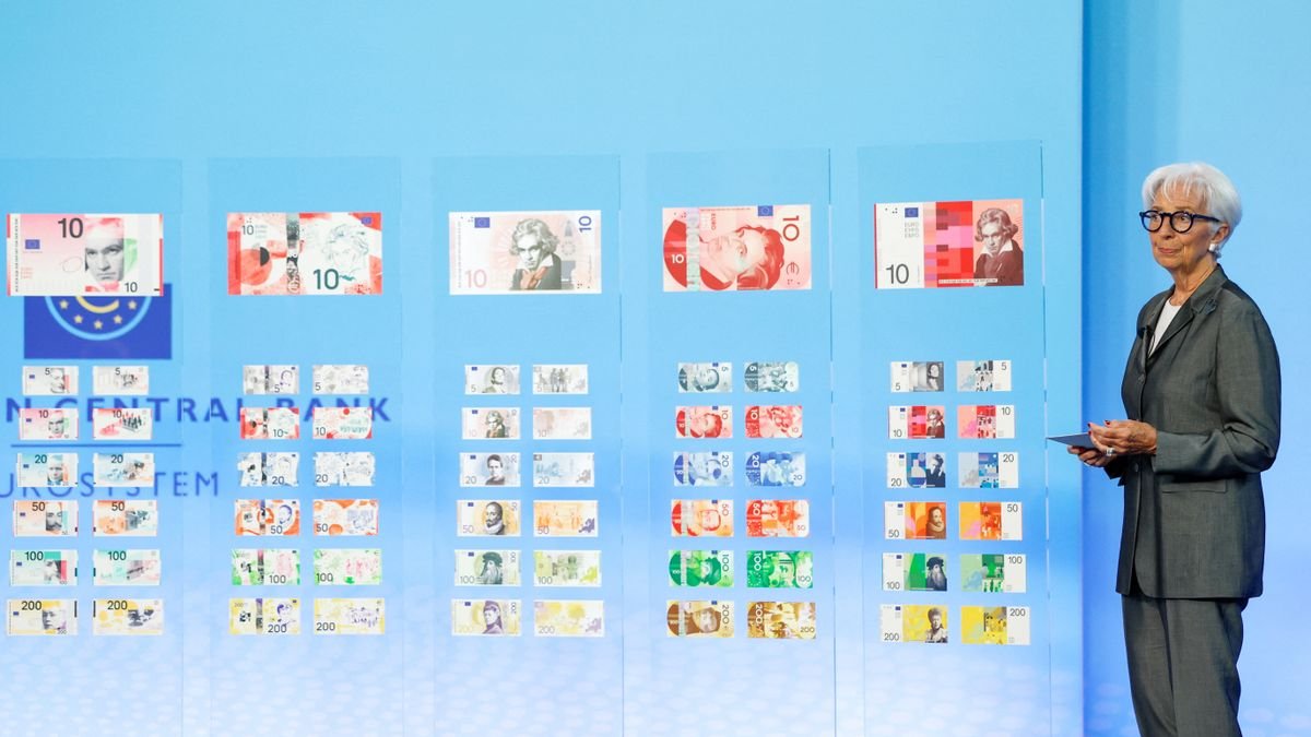 Europäische Zentralbank Bürger können über Design der neuen Euro-Banknoten abstimmen. Bild vergrößern EZB-Präsidentin Christine Lagarde stel